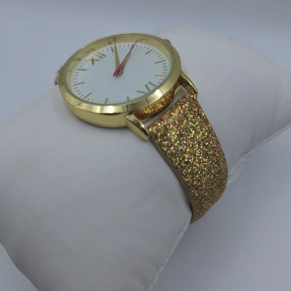 MSPCI Sparkly Gold Watch‎ Working Adjustable Classic Shiny Glitter Band